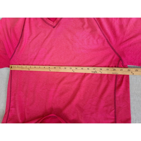 Tommy Bahama Men Large Performance all over Floral Fuchsia Pink Pullover T-Shirt - Picture 5 of 8